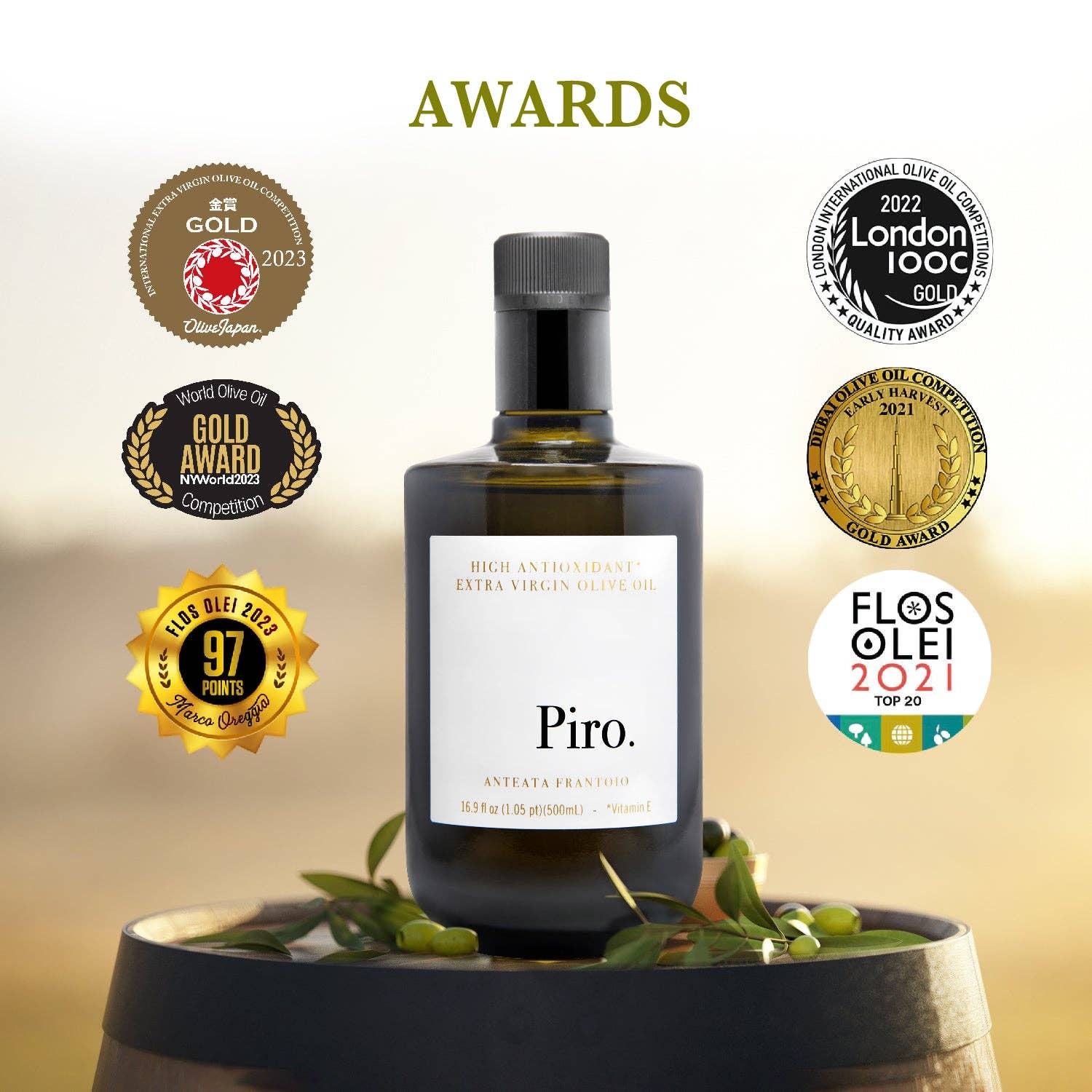 Luxury Organic Extra Virgin Olive Oil - Piro - 500ml Bottle