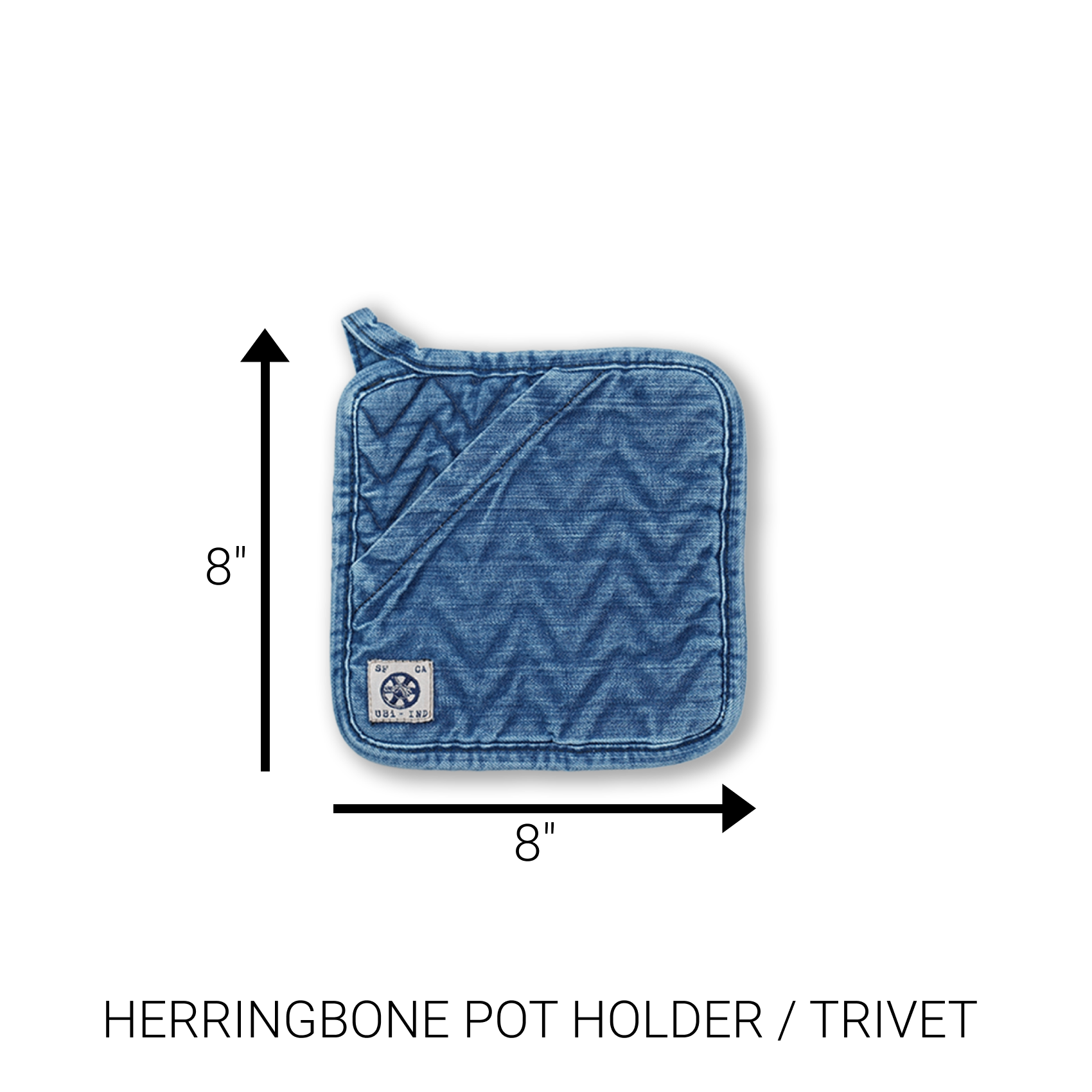 Herringbone Trivet / Pot Holder (New): Raw Denim