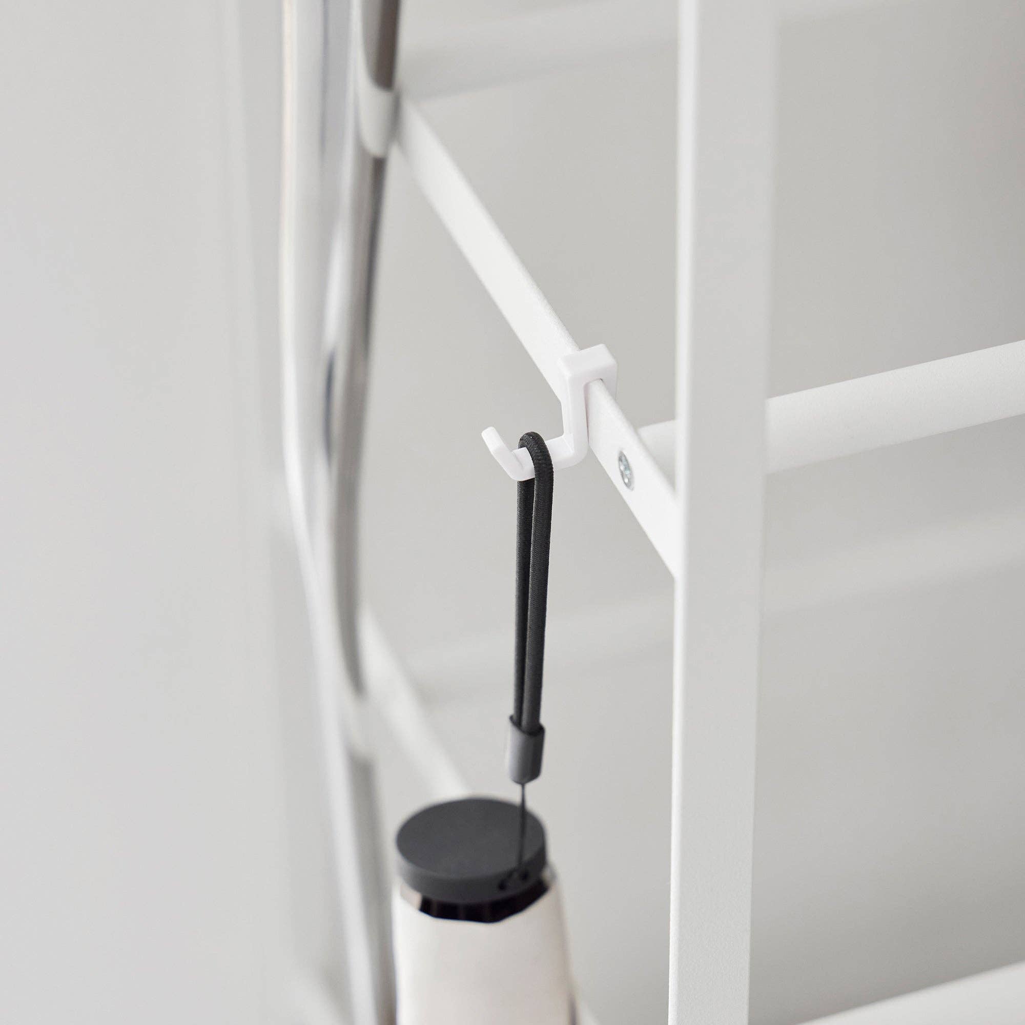 Rolling Five-Tier Shoe Rack (0" H)  - Steel + Wood: Black