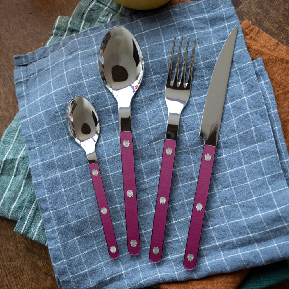 Sabre 5 pieces Cutlery Set Bistro Pearly in Aubergine and Shiny Finish