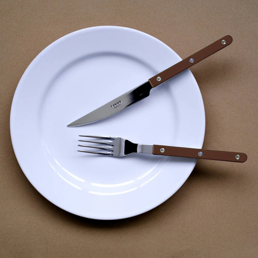 Sabre Dinner Fork Bistrot Solid in Chocolate and Shiny Finish