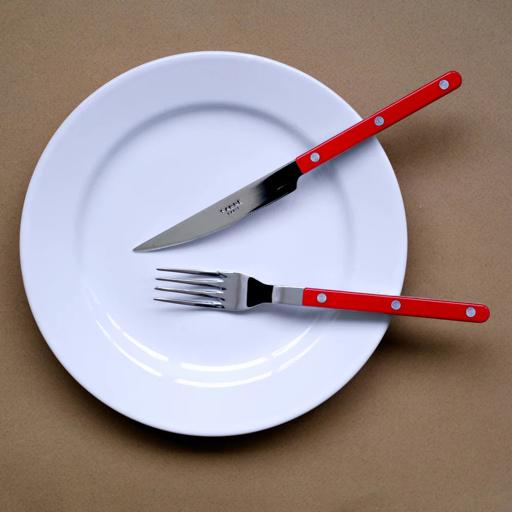Sabre 5 pieces Cutlery Set Bistrot Solid in Red and Shiny Finish