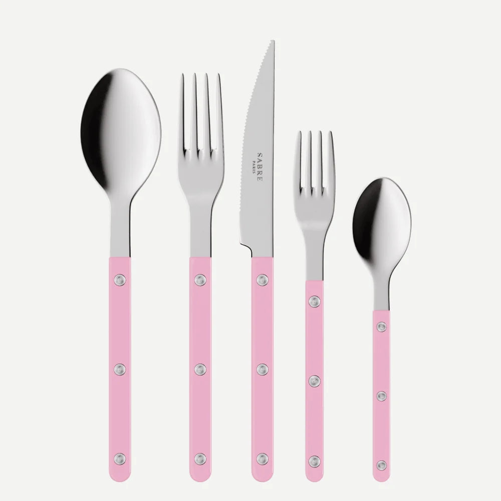 Sabre 5 pieces Cutlery Set Bistrot Solid in Pink and Shiny Finish