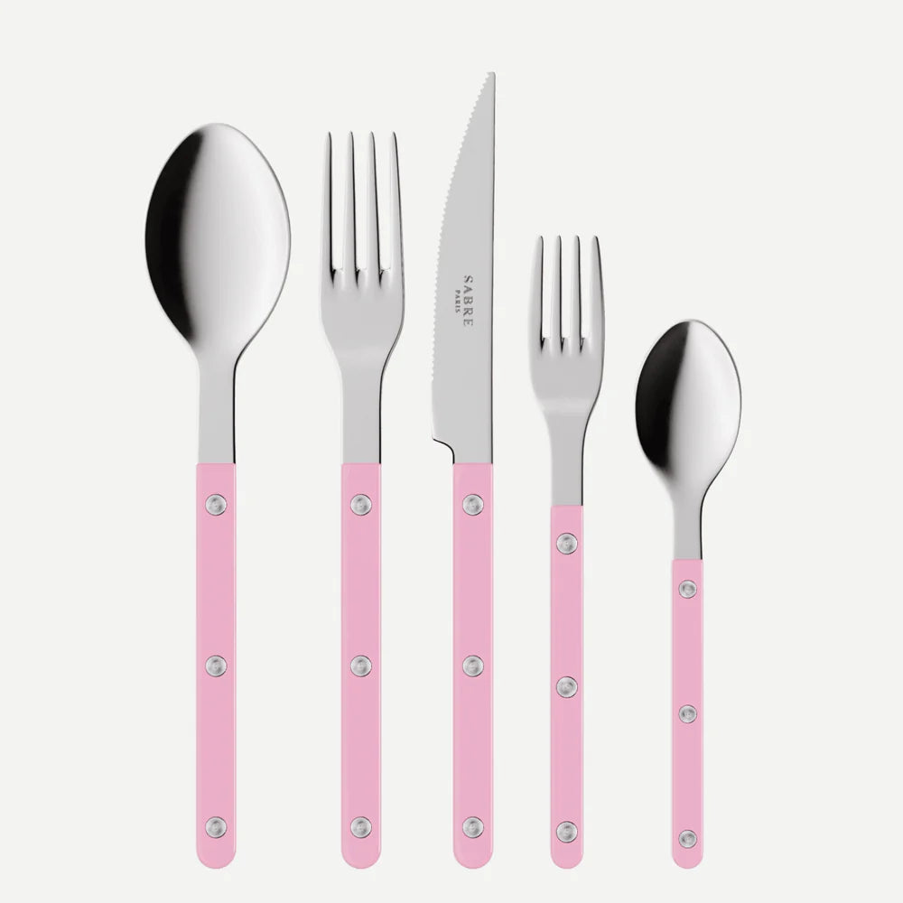 Sabre 5 pieces Cutlery Set Bistrot Solid in Pink and Shiny Finish