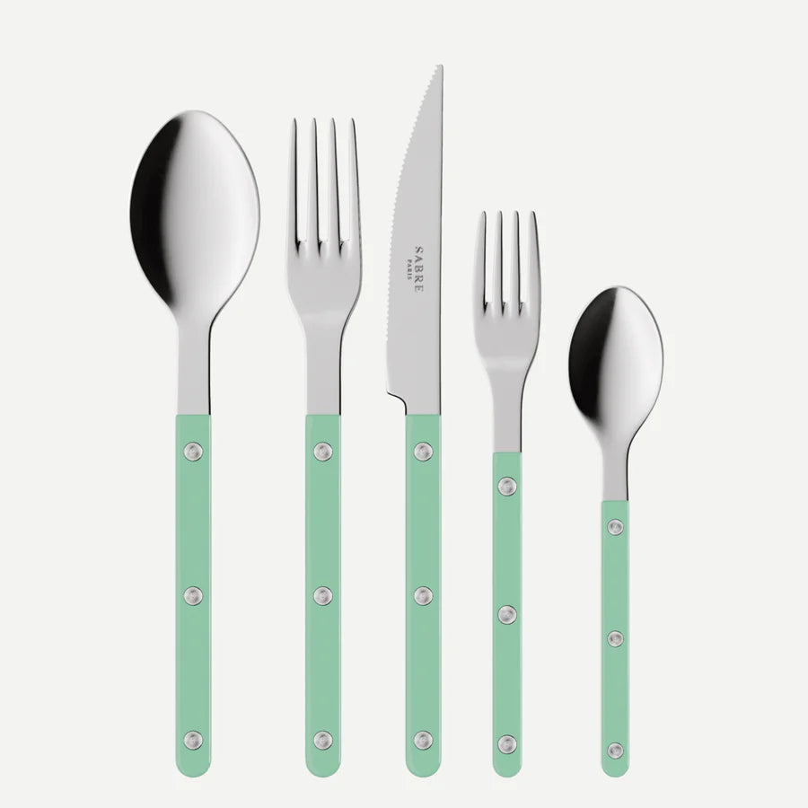Sabre 5 pieces Cutlery Set Bistrot Solid in Pastel Green and Shiny