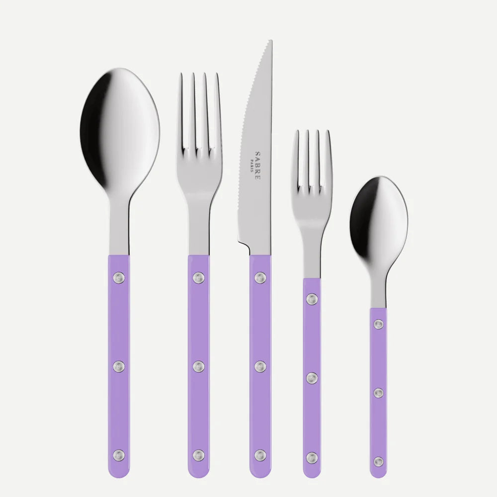 Sabre 5 pieces Cutlery Set Bistrot Solid in Mauve (purple) and Shiny Finish