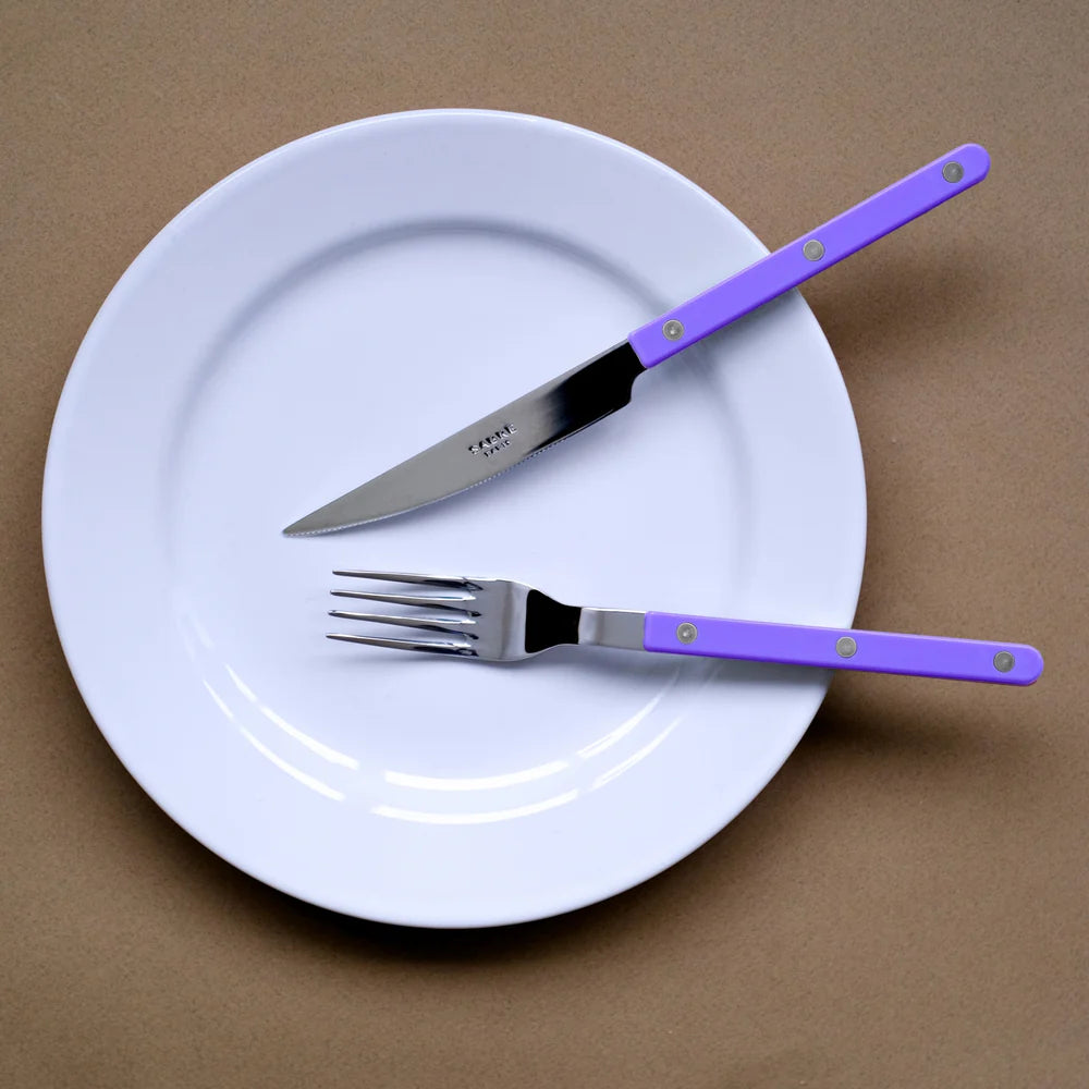 Sabre 5 pieces Cutlery Set Bistrot Solid in Mauve (purple) and Shiny Finish