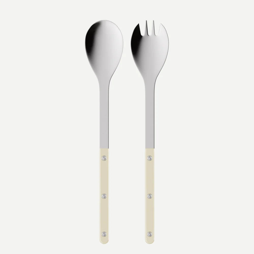 Sabre Salad Cutlery Set 2 pcs Bistrot Solid  in Ivory and Shiny Finish