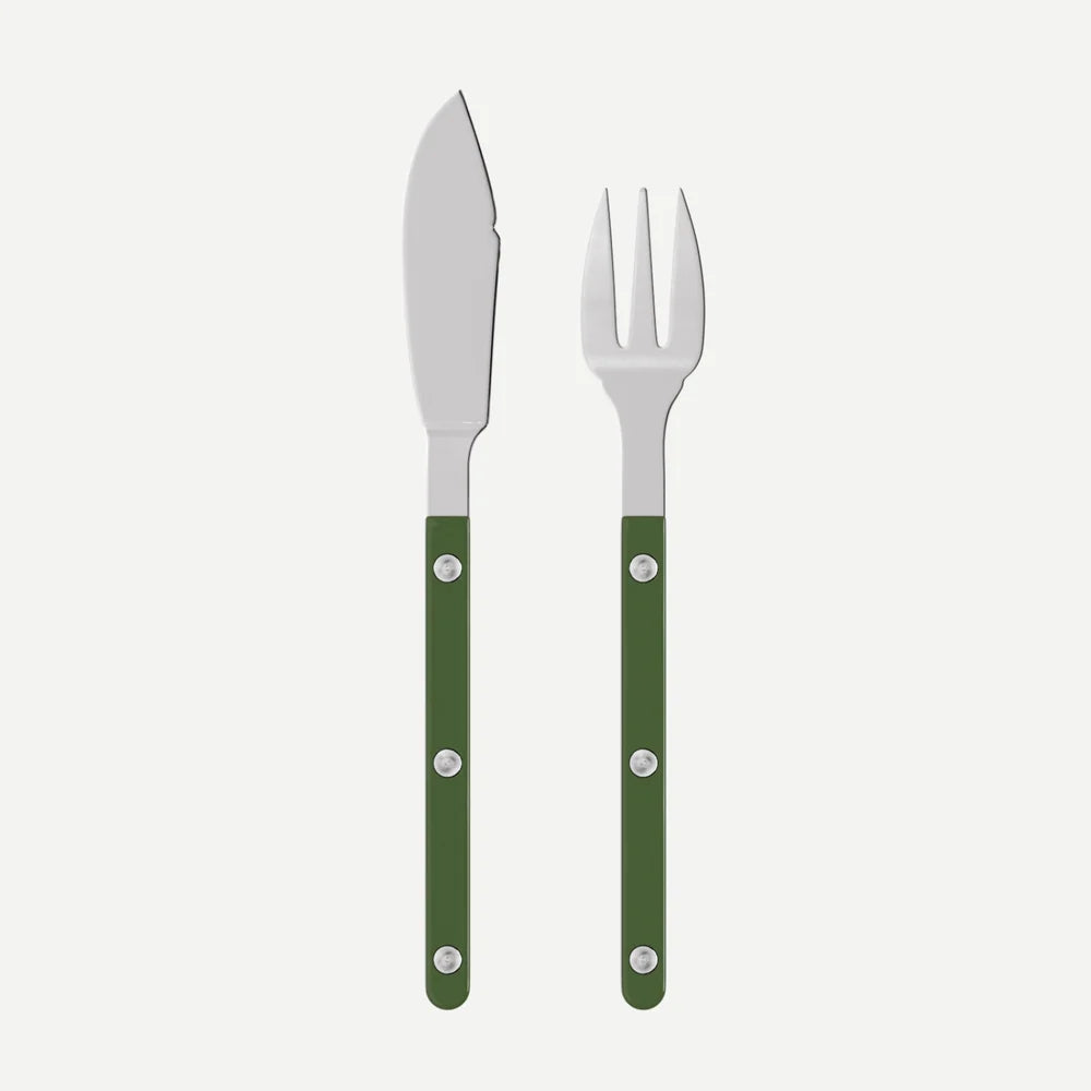 Sabre Fish Set Bistrot Solid in Green and Shiny Finish