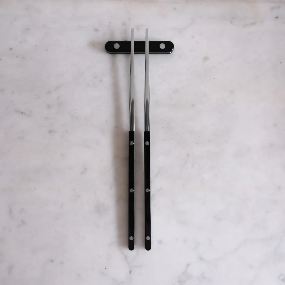 Sabre Pair of Chopsticks Rest Bistrot Solid in Black and Shiny Finish