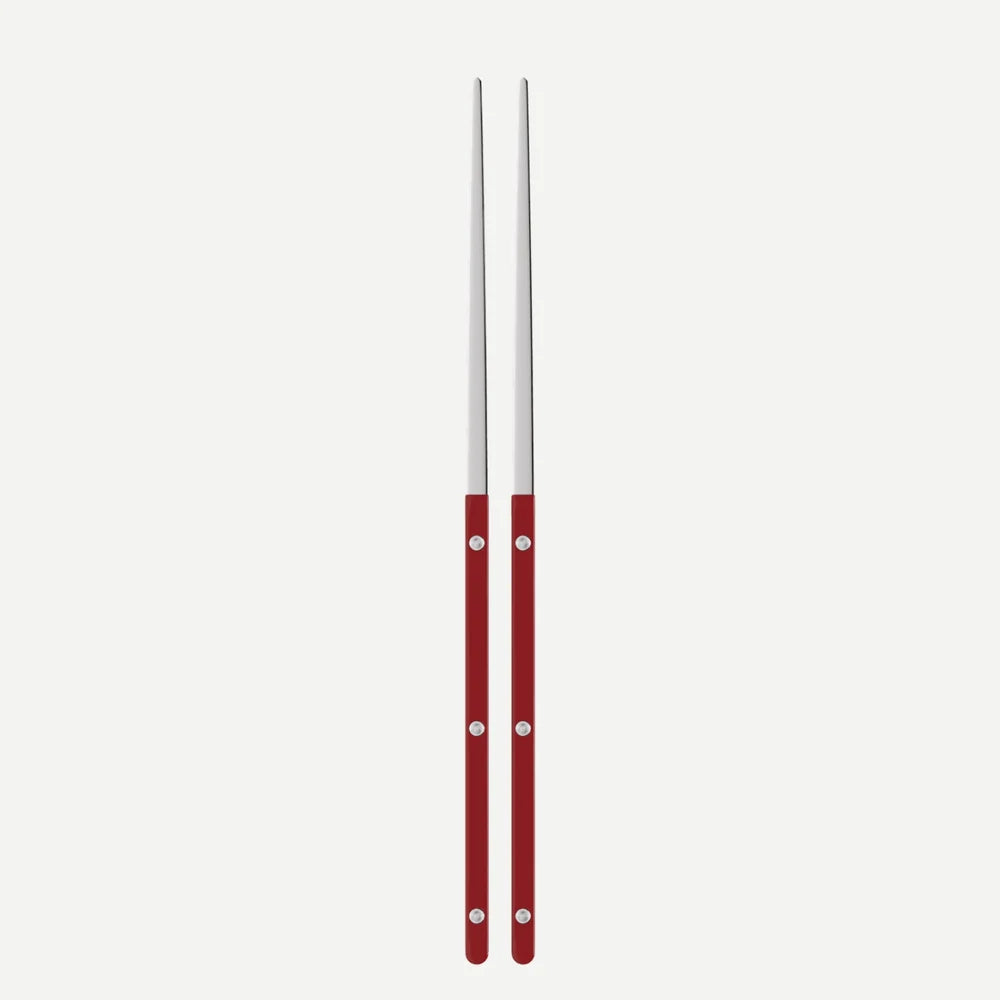 Sabre Pair of Chopsticks Bistrot Solid in Burgundy and Shiny Finish