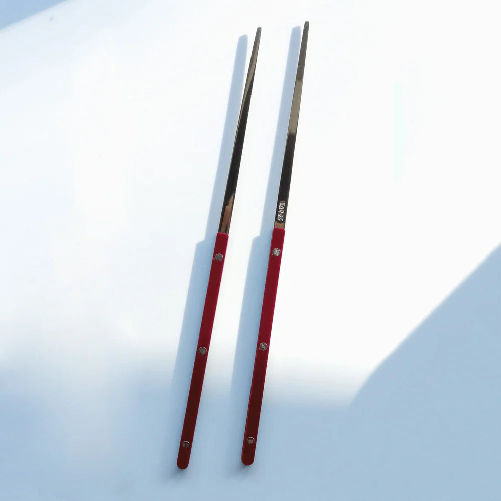 Sabre Pair of Chopsticks Bistrot Solid in Burgundy and Shiny Finish