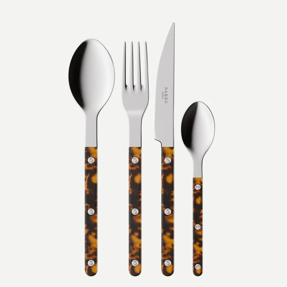 Sabre 4 pieces Cutlery Set Bistrot Tortoise in Tortoise and Shiny Finish