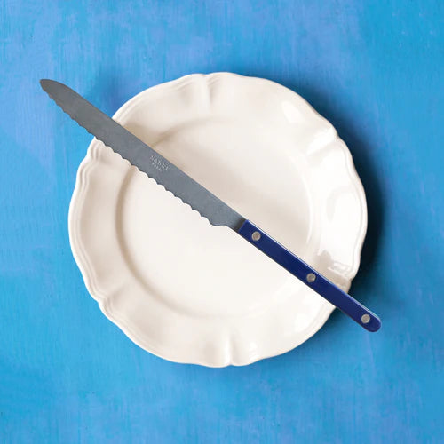 Sabre Bread Knife Bistrot Solid in Navy Blue and Vintage Finish
