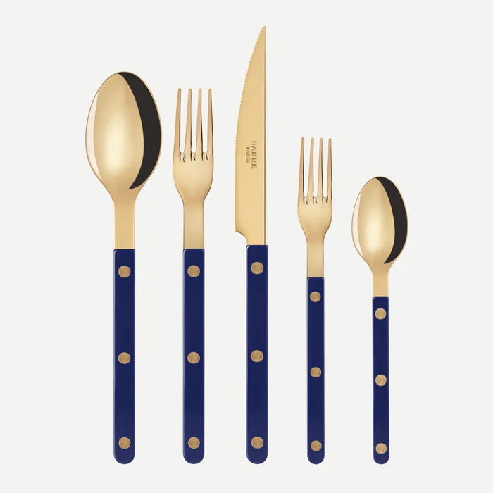 Sabre Bistrot Navy Blue w/ Gold Finish Flatware Set