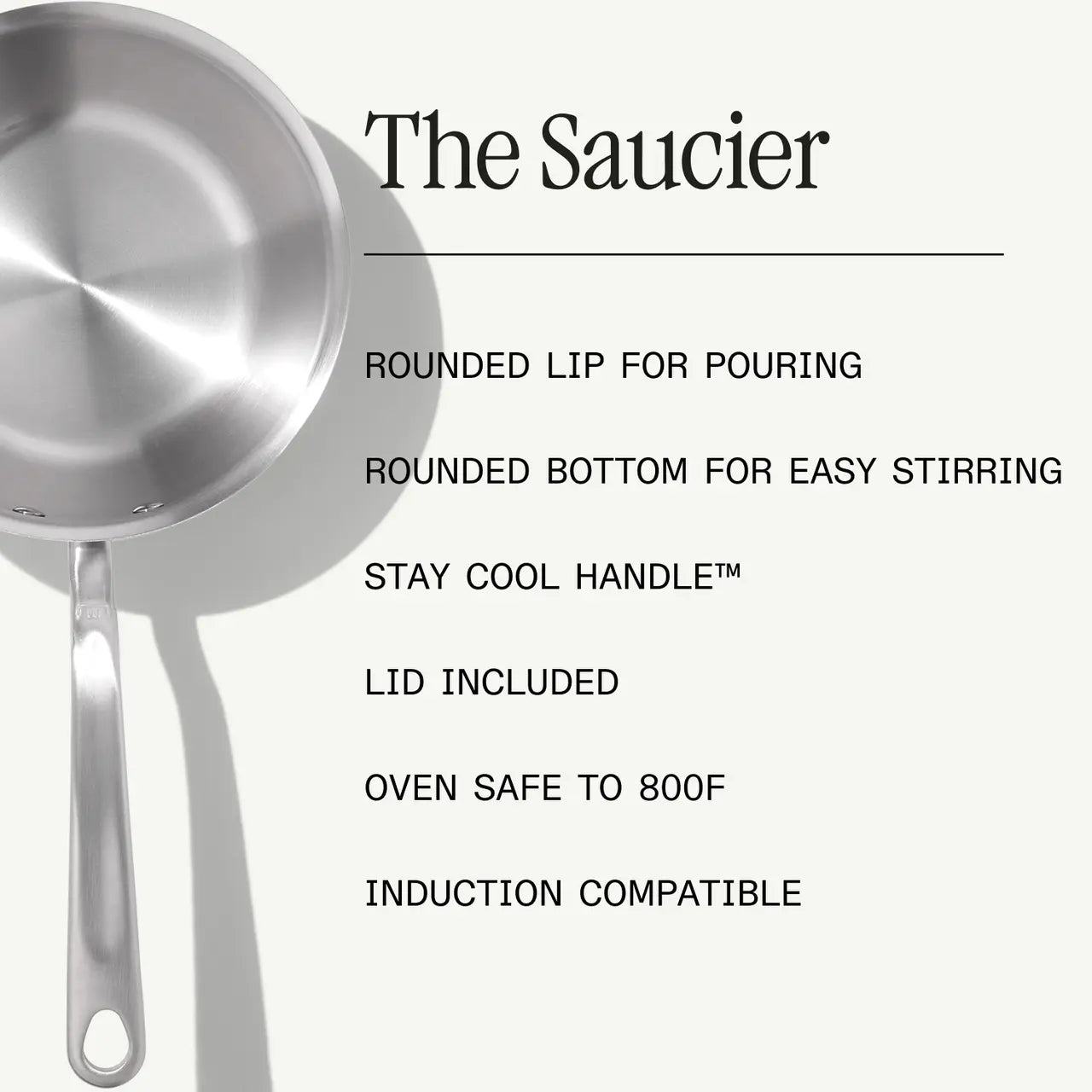 MADE IN 2 Qt Stainless Clad Saucier / Lid