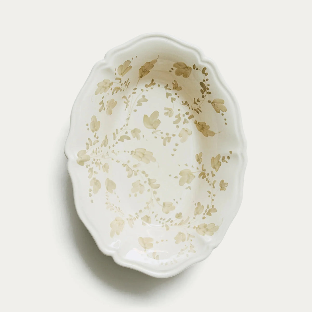 Il Buvo Vita Flora Deep Oval Platter - Ecru