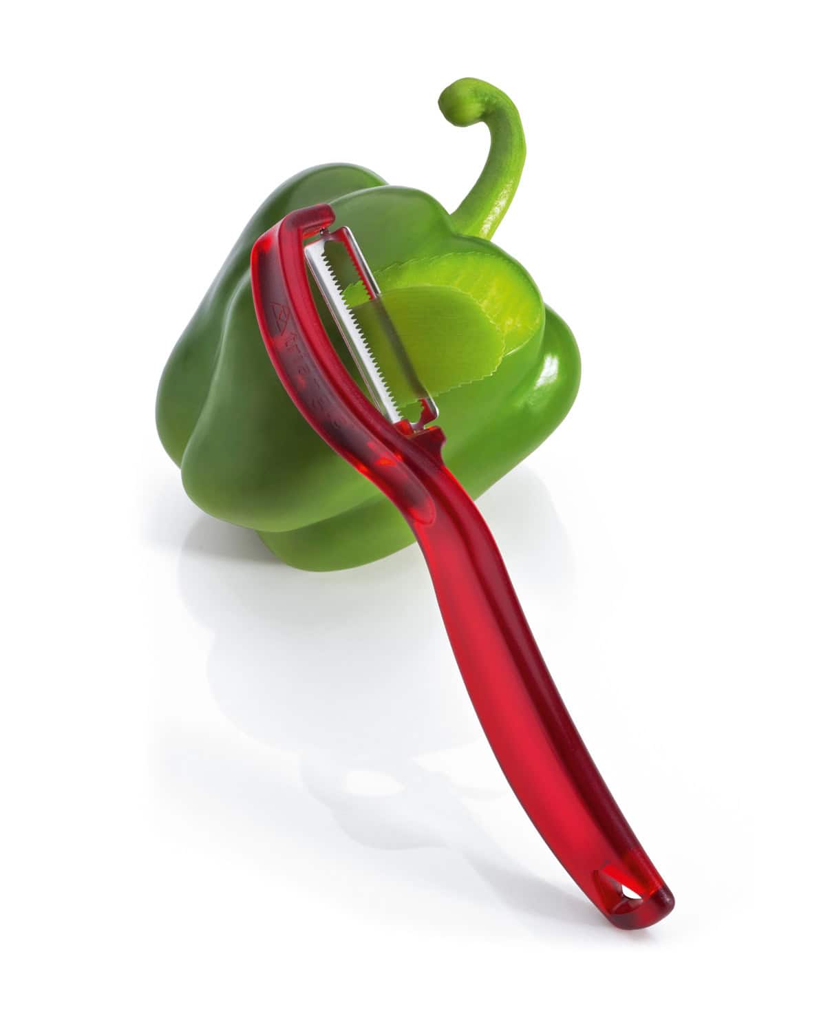 TRIANGLE Vertical Peeler Red, Serrated Blade