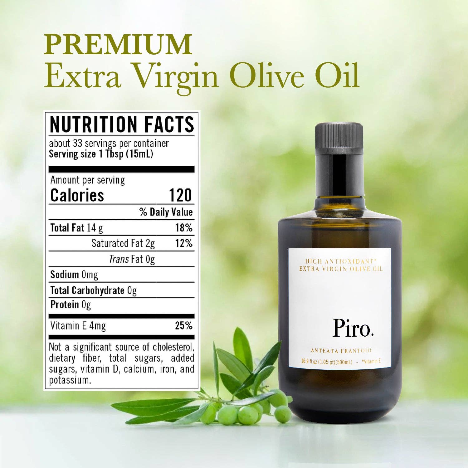 Luxury Organic Extra Virgin Olive Oil - Piro - 500ml Bottle