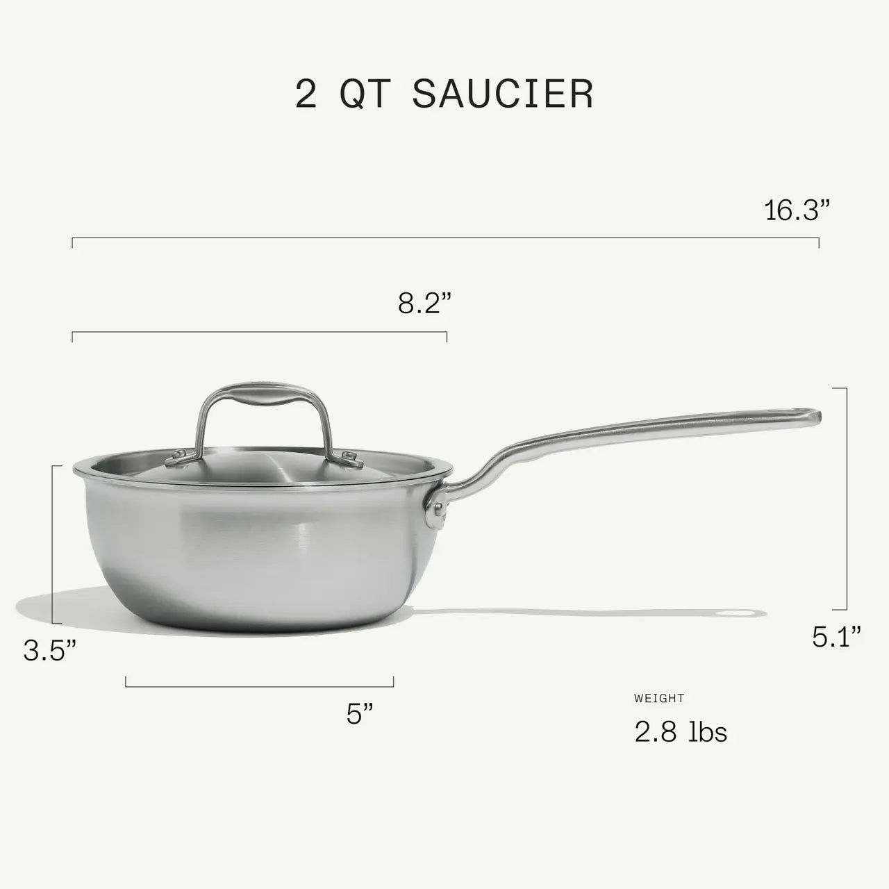 MADE IN 2 Qt Stainless Clad Saucier / Lid