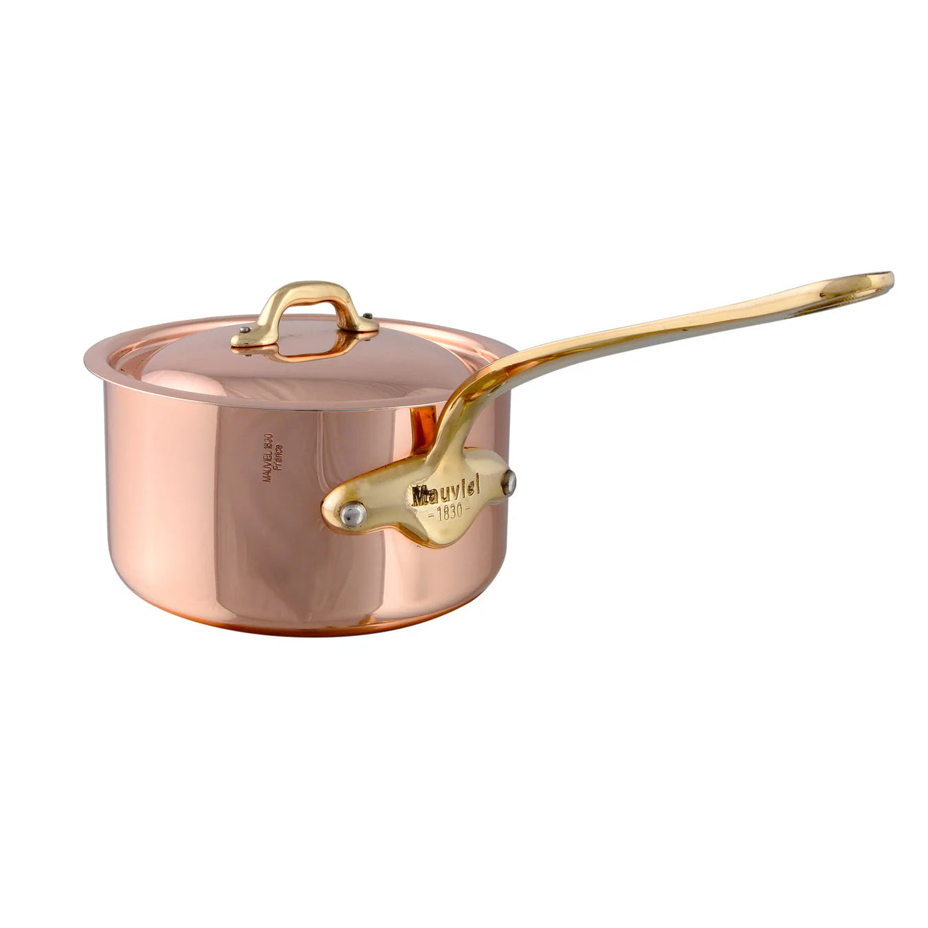 Mauviel M'Heritage 150 B Copper Sauce Pan With Lid, Brass Handle, 1.9-Qt