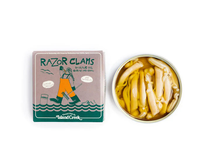 Island Creek Oyster Razor Clams in Olive Oil, Garlic, Chili