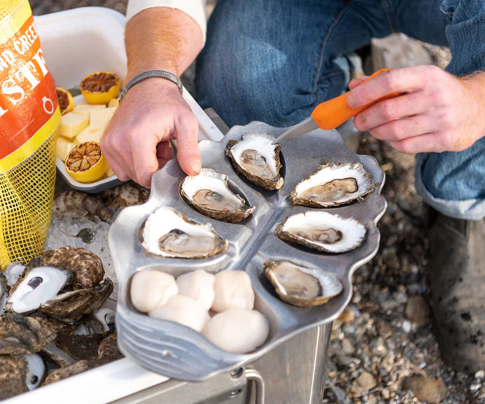 The Oyster Bed Le Petite Oyster Serving Plate + Burlap Sack