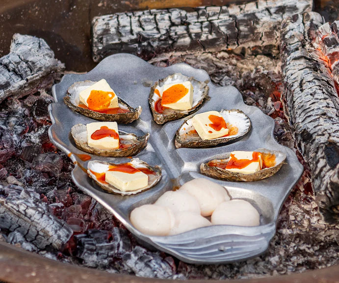The Oyster Bed Le Petite Oyster Serving Plate + Burlap Sack