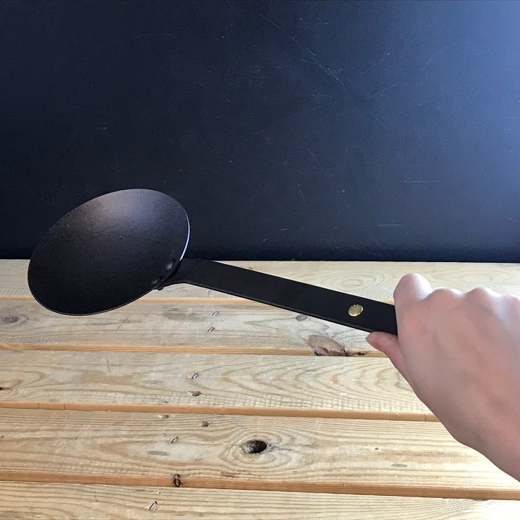 Netherton Foundry Black Iron Egg Spoon, A Flat Handy Ladle