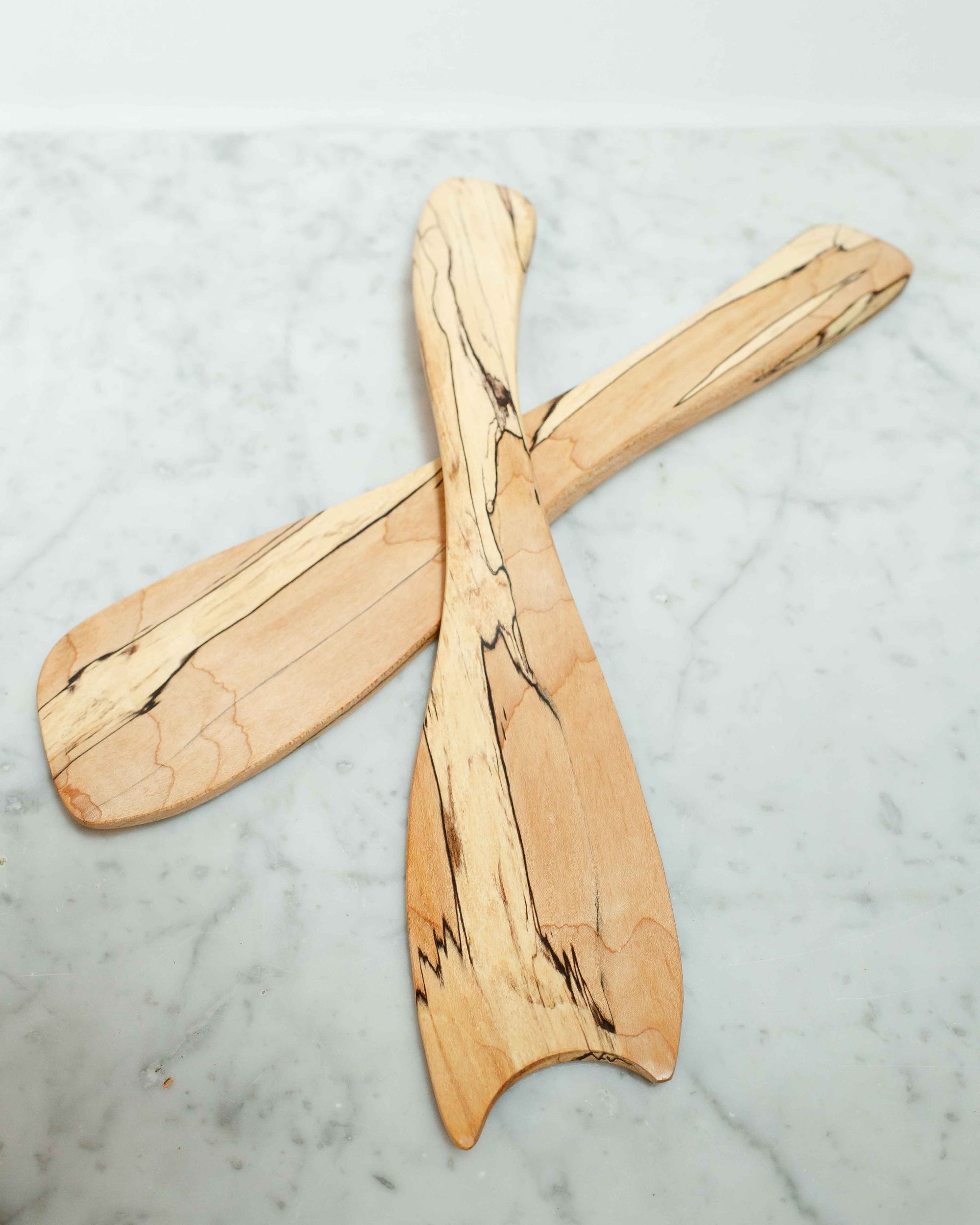Peterman’s Boards & Bowls Rustic Salad Tossers - Spalted Spalted Maple (Pair)