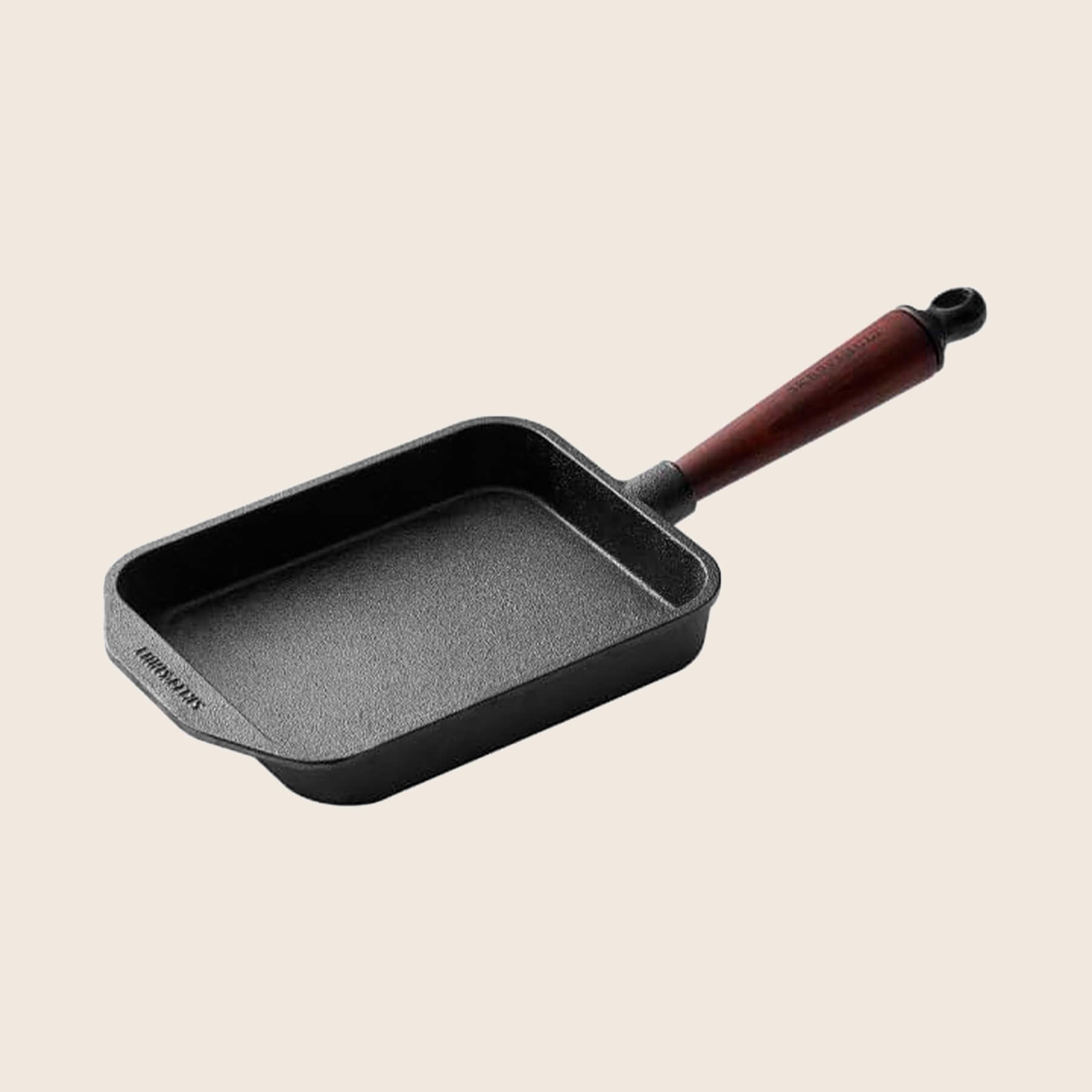 SKEPPSHULT 9" x 7" Cast Iron Japanese Omelette (Tamagoyaki) Pan with Walnut Handle