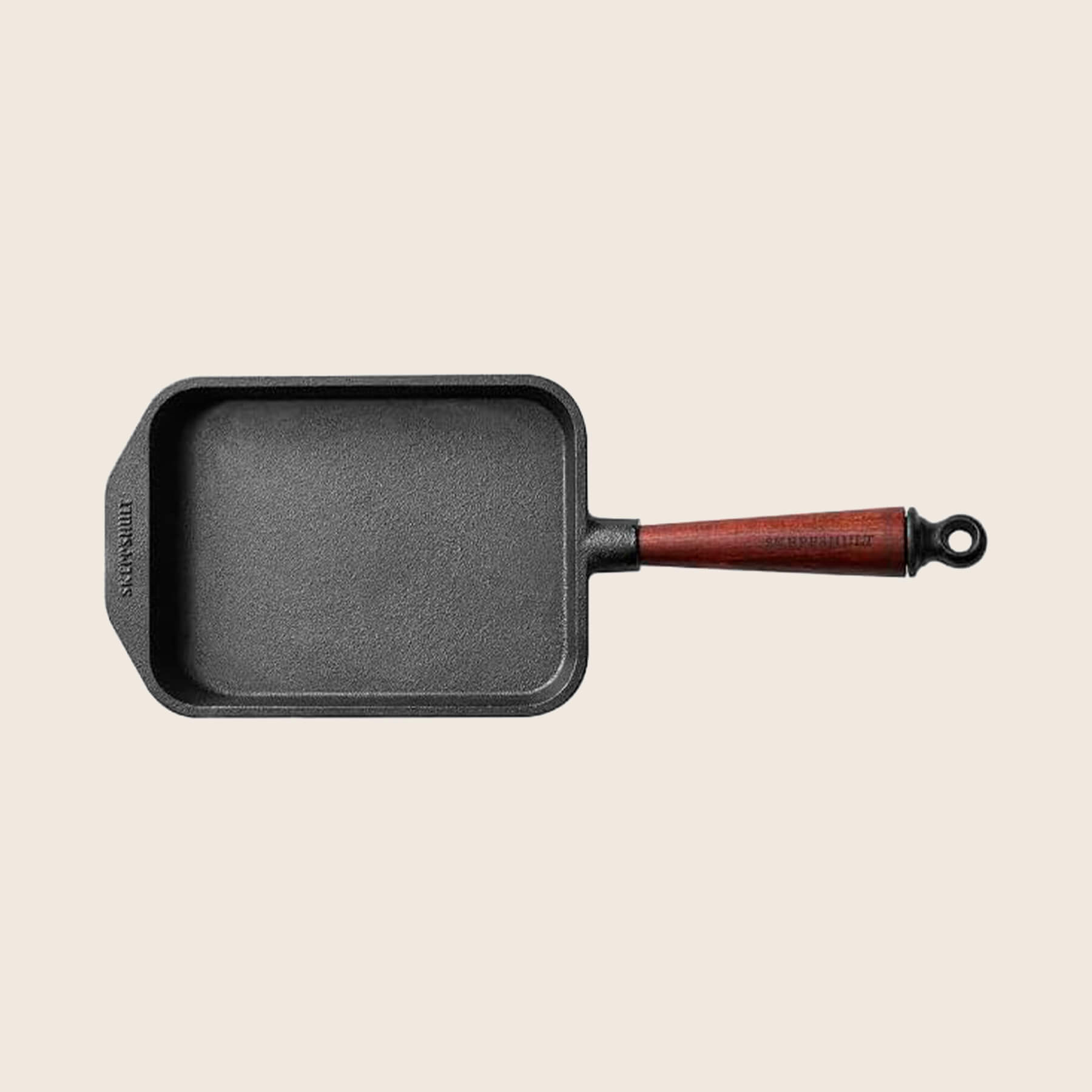SKEPPSHULT 9" x 7" Cast Iron Japanese Omelette (Tamagoyaki) Pan with Walnut Handle