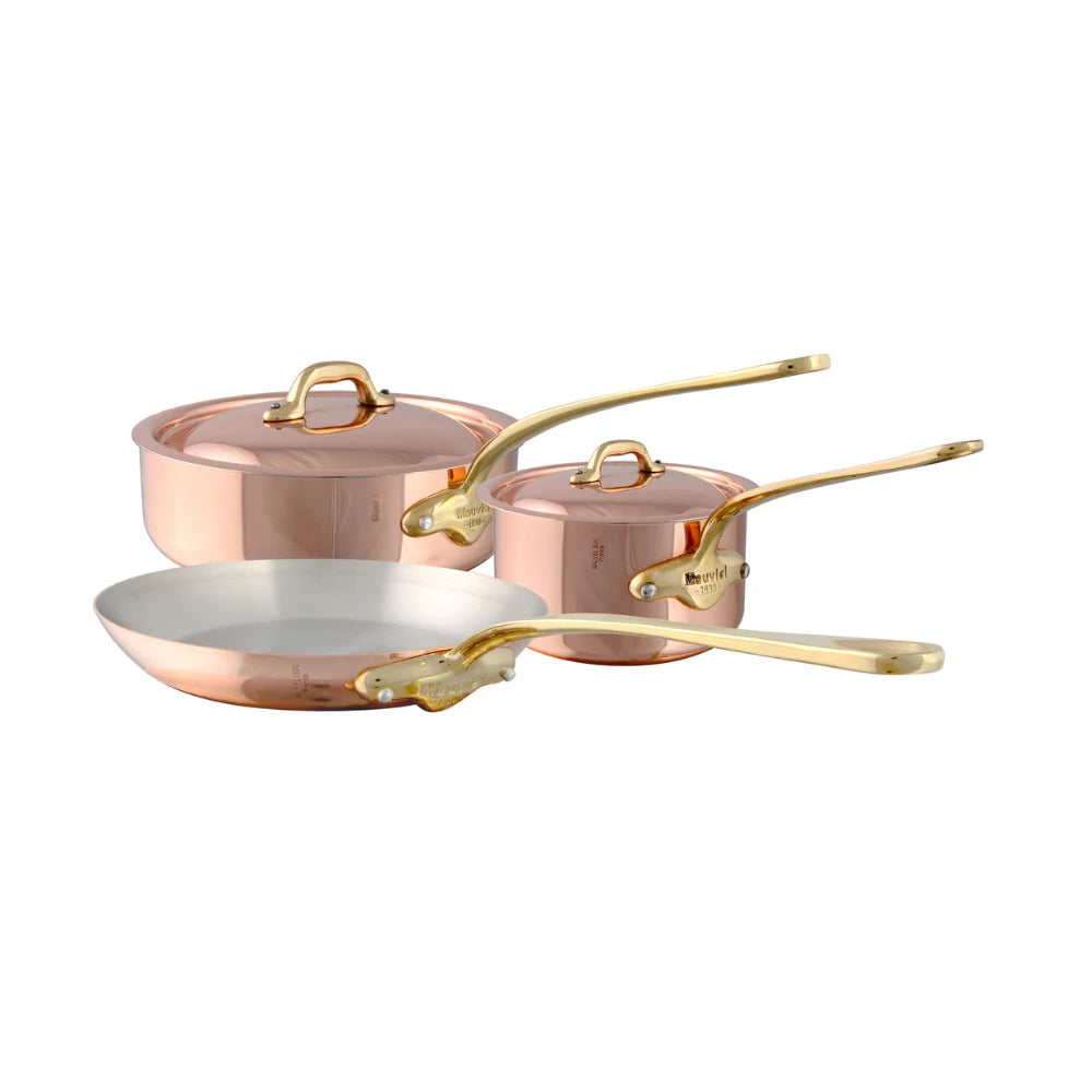 Mauviel M'Heritage 150 B 12-Piece Copper Cookware Set With Brass Handles