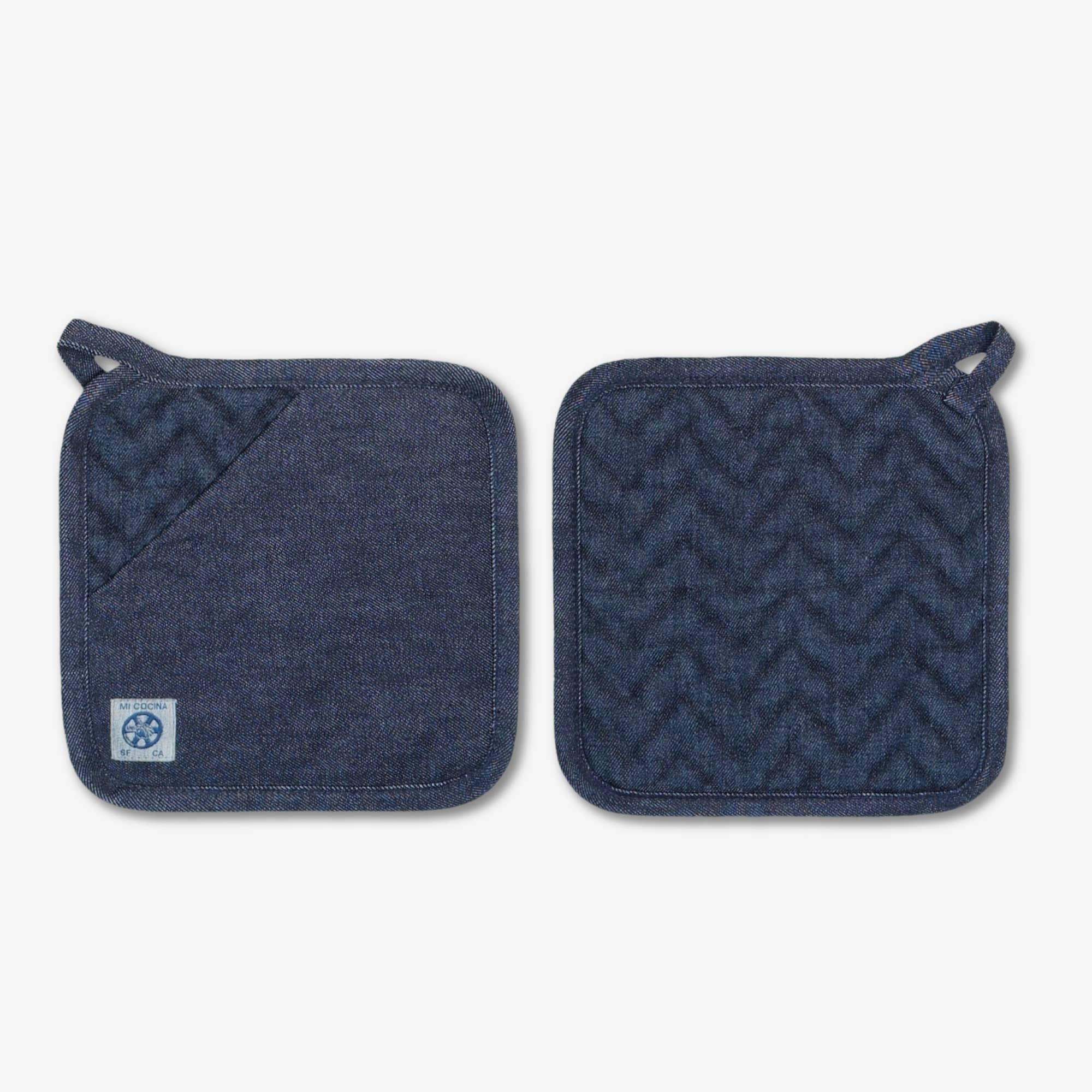 Herringbone Trivet / Pot Holder (New): Raw Denim