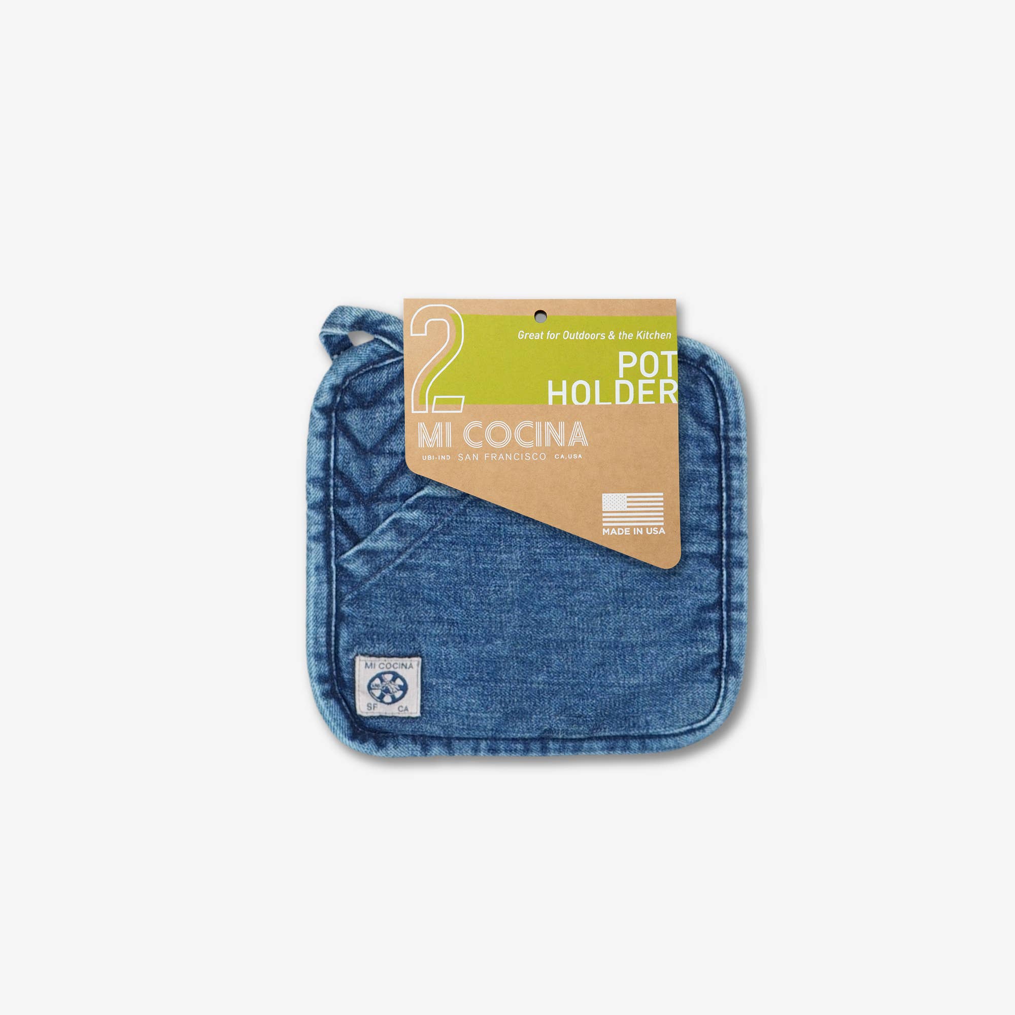 Herringbone Trivet / Pot Holder (New): Raw Denim