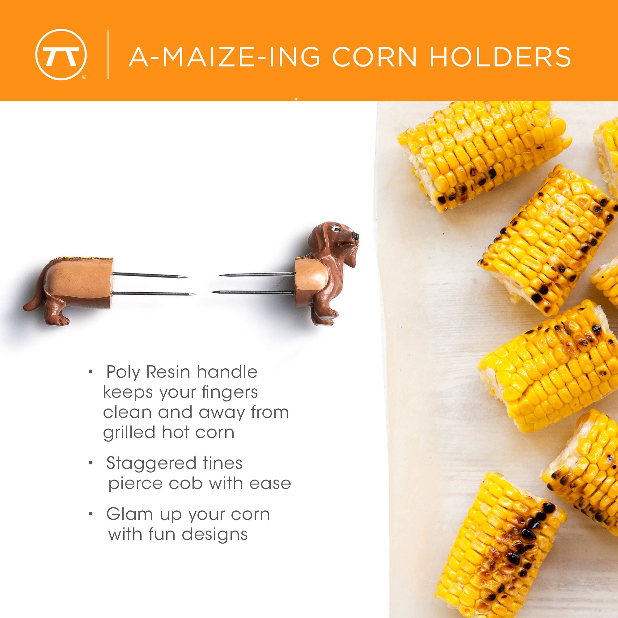 Outset Set of 8 Daschund Corn Holder, 1” x 2.5” x 1”