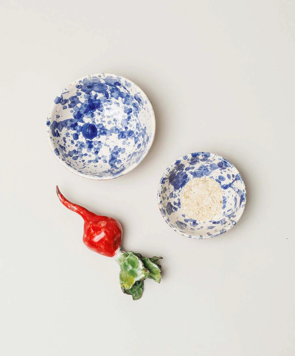 Il Buco Vita Montegranaro Blue Splatterware Oil & Salt Dish Set