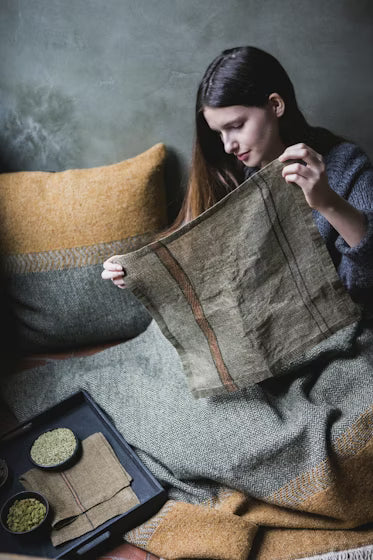 Libeco Marie Napkin 16.5x16.5" Green Stripe